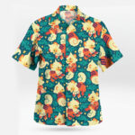 Cute Hisuian Growlithe Pokemon Button Up Hawaiian Shirt