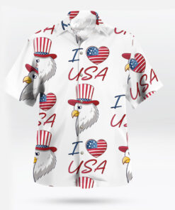 I Love USA Patriotic Eagle Vibe Hawaiian Shirt