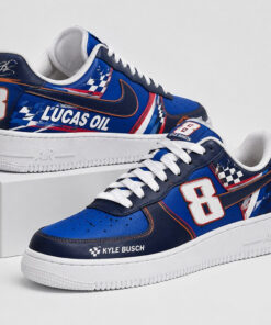 Kyle Busch 8 Nascar Racing Lucas Oil Graphic Air Force 1 Shoes Sneakers for Racing Fans