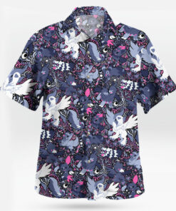 Night Slash Pokemon Hawaiian Shirt Dark Tone Battle Style