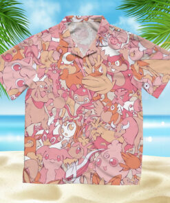 Pink Normal-Type Pokémon Collage Hawaiian Shirt