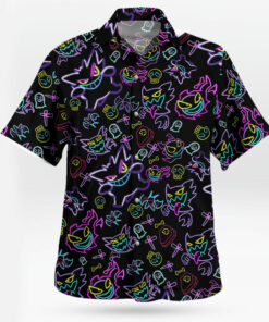 Pokemon Gengar Pattern Aloha Shirt Unique Anime Hawaiian Shirt for Fans