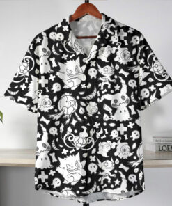 Pokemon Ghost Type Aloha Pattern Black Hawaiian Shirt