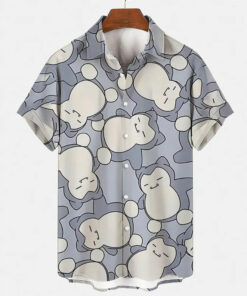 Pokemon Snorlax Pattern Hawaiian Shirt Inspired Summer Beachwear
