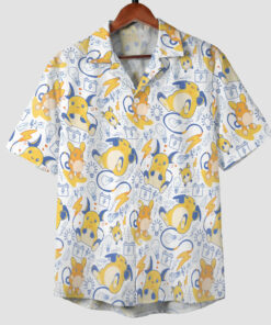 Anime Pokemon Raichu Kawaii Electric Pattern Hawaiian Shirt