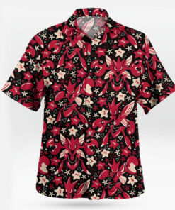 Scizor Red Floral Pattern Pokemon Hawaiian Shirt