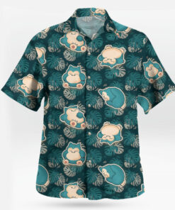Snorlax Tropical Leaf Pokemon Hawaiian Shirt Blue Green