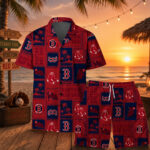 Square Design Pattern Classic Island Boston Red Sox Hawaiian Shirt And Shorts