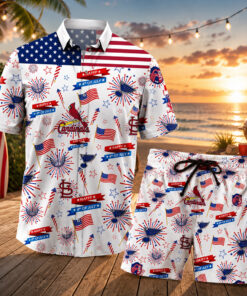 St Louis Cardinals 4Th Of July Happy Holiday Hawaiian Shirt And Shorts