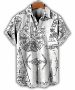 Star Wars Hawaiian Shirt Galactic Spaceship Blueprint Design