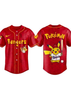 Texas Rangers x Pokemon 2026 Red Baseball Jersey Version 2