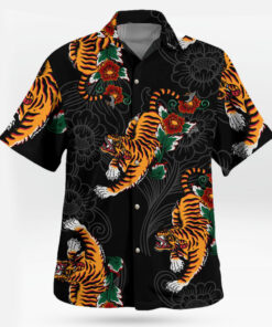 Tiger and Floral Pattern Hawaiian Shirt Wild Elegance Aloha Wear