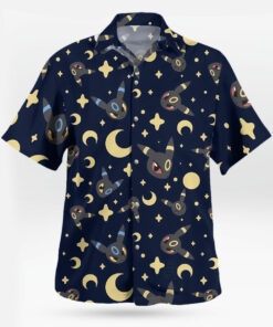 Umbreon Pokemon Hawaiian Shirt Black Aloha Vibes Button-Up