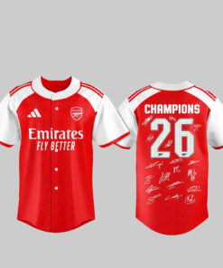 Unisex Arsenal Premier Champions Signature 2026 Baseball Jersey – Football Fan Button-Up Shirt