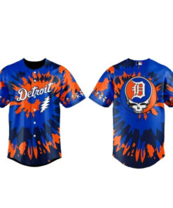 Unisex Detroit Tigers Grateful Dead Night Baseball Jersey – Music Fan Button-Up Shirt
