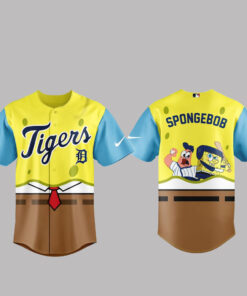 Unisex Detroit Tigers SpongeBob Night Graphic Baseball Jersey 2026 for Baseball Fans