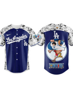 Unisex Los Angeles Dodgers x One Piece Night 2026 Luffy Straw Hats Baseball Jersey for Anime and Baseball Fans