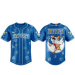 Unisex Los Angeles Dodgers x One Piece Night 2026 Monkey D Luffy Blue Baseball Jersey for Anime and Baseball Fans