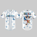 Unisex Los Angeles Dodgers x One Piece Night 2026 Monkey D Luffy White Baseball Jersey for Anime and Baseball Fans