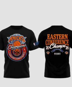 Unisex New York Knicks Eastern Conference Champions Black Graphic Shirt 2026 for Basketball Fans