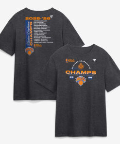 Unisex New York Knicks Eastern Conference Champions Roster Charcoal Graphic T-Shirt 2026 for Basketball Fans