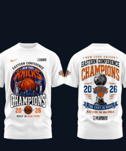 Unisex New York Knicks Eastern Conference Champions White Graphic Shirt 2026 for Basketball Fans