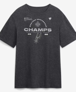 Unisex San Antonio Spurs Heather Charcoal 2026 Western Conference Champions Roster Graphic Shirt for Basketball Fans