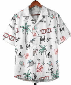 White Hand Drawn Aloha Hawaii Vibes Hawaiian Shirt