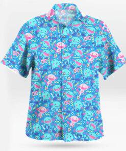 Wooper Pattern Hawaiian Shirt Blue Tropical Vibes for Pokemon Fans