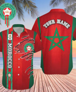 Custom Name Morocco World Cup 2026 Graphic Hawaiian Shirt for Soccer Fans