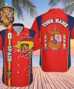 Custom Name Spain World Cup 2026 Graphic Hawaiian Shirt for Soccer Fans