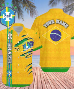 Custom Name Brazil World Cup 2026 Graphic Hawaiian Shirt for Soccer Fans