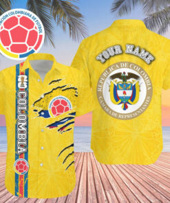 Custom Name Colombia World Cup 2026 Graphic Hawaiian Shirt for Soccer Fans