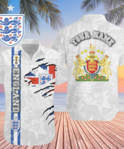 Custom Name England World Cup 2026 Graphic Hawaiian Shirt for Soccer Fans