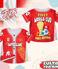 Custom Name Switzerland World Soccer 2026 Graphic Baseball Jersey for Soccer Fans