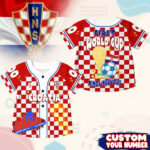Custom Name Croatia World Soccer 2026 Graphic Baseball Jersey for Soccer Fans