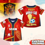 Custom Name Spain World Soccer 2026 Graphic Baseball Jersey for Soccer Fans