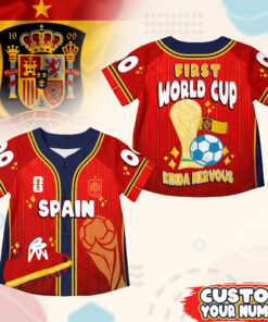 Custom Name Spain World Soccer 2026 Graphic Baseball Jersey for Soccer Fans