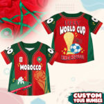 Custom Name Morocco World Soccer 2026 Graphic Baseball Jersey for Soccer Fans