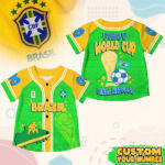 Custom Name Brazil World Soccer 2026 Graphic Baseball Jersey for Soccer Fans