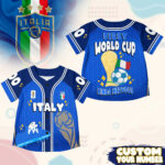 Custom Name Italy World Soccer 2026 Graphic Baseball Jersey for Soccer Fans