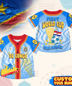Custom Name Congo DR World Soccer 2026 Graphic Baseball Jersey for Soccer Fans