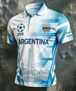 Unisex Argentina Soccer Global Soccer Event 2026 Argentina Soccer Team Graphic Polo Shirt for Soccer Fans