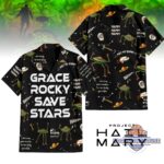 Unisex Project Hail Mary Grace Rocky Save Stars Quotes Graphic Hawaiian Shirt for Movie Fans