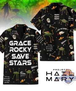 Unisex Project Hail Mary Grace Rocky Save Stars Quotes Graphic Hawaiian Shirt for Movie Fans