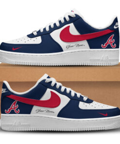 Custom Name And Number Atlanta Braves New Version 2026 Graphic Air Force 1 Shoes Sneakers for Baseball Fans
