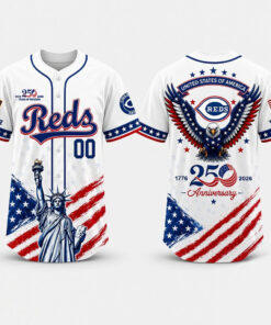 Custom Name And Number Cincinnati Reds 250 Years Of Freedom USA 1776 America Baseball Jersey for Baseball Fans