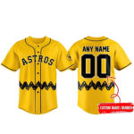 Custom Name And Number Houston Astros x Peanuts Night 2026 Yellow Baseball Jersey for Baseball Fans
