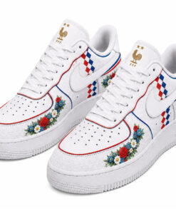 Custom Name France National Football Team World Cup 2026 Floral Air Foce 1 Shoes Sneakers