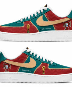 Custom Name Global Soccer Event 2026 Portugal Graphic Air Force 1 Shoes Sneakers for Soccer Fans